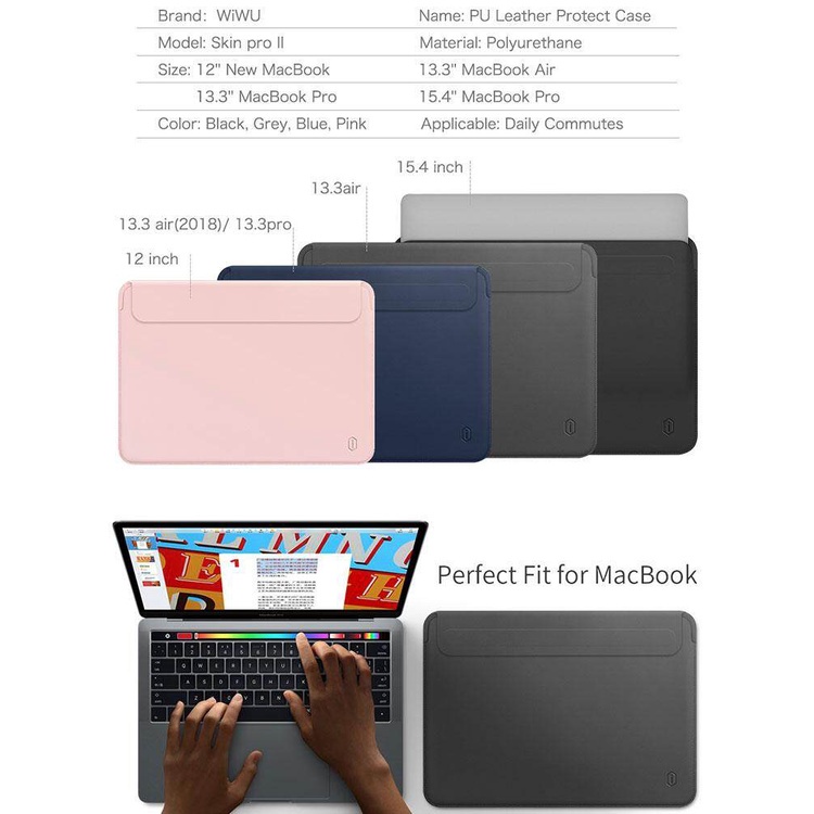 Bao da WiWu Skin Pro II cho MacBook Air 13 A1466/A1369 / MacBook Pro 13, 13.3 inch kích thước 33x 22.5