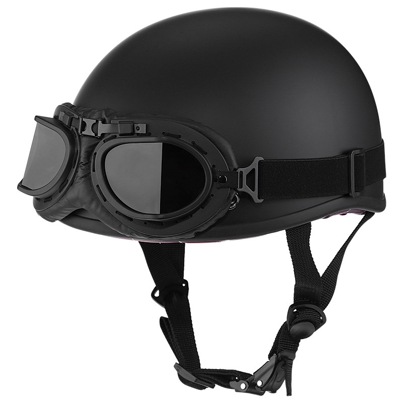 Combo mũ bảo hiểm nửa đầu phượt kèm kính phi công vintage, nón bảo hiểm phượt 1/2 đầu có kính -