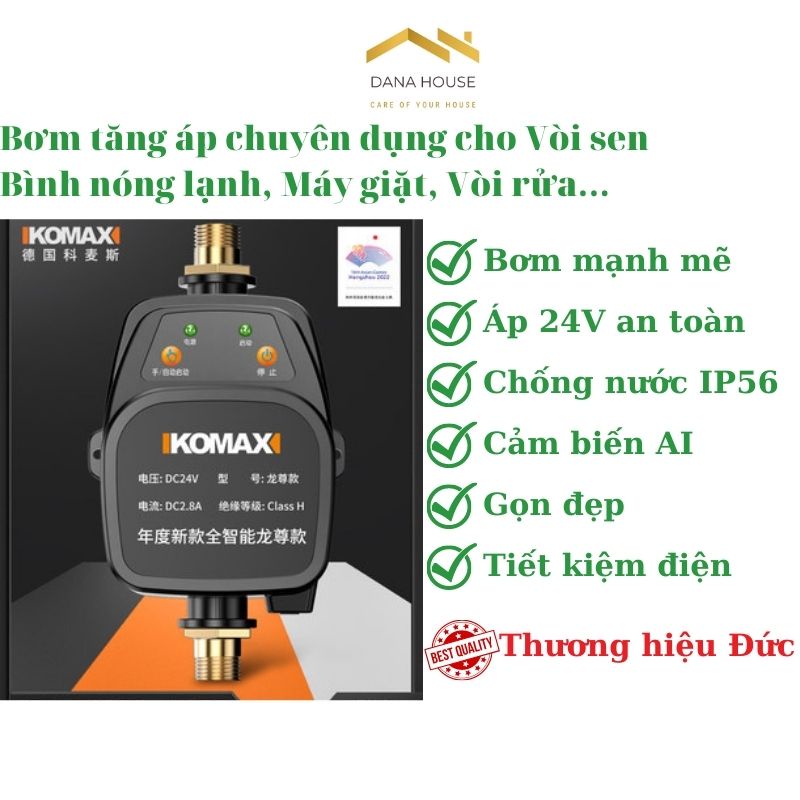 Máy Bơm Tăng Áp Mini Bình Nóng Lạnh, Máy Giặt, Vòi Sen, Vòi Rửa... Bơm Mạnh Mẽ, Nguồn 24V An Toàn, Chống Nước, Chống Ồn