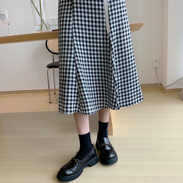 Chân Váy Chữ a Lưng Cao Họa Tiết Kẻ Sọc Thời Trang Hàn Quốc Cho Nữ