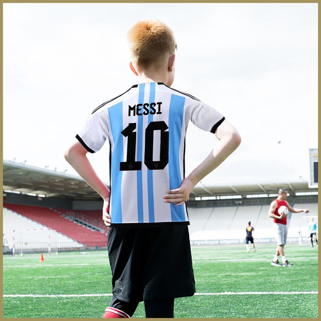 Bộ Quần Áo Số 10 Messi Jersey 2022 World-cup Champion Argentina Cho Bé paca3vn