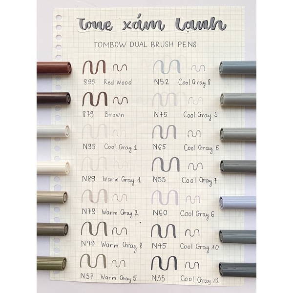 Bút Cọ TOMBOW ABT Dual Brush Pens tone Xám Lạnh