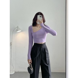 Áo Thun Gân Croptop Lệch Vai [ ẢNH THẬT 100% ]