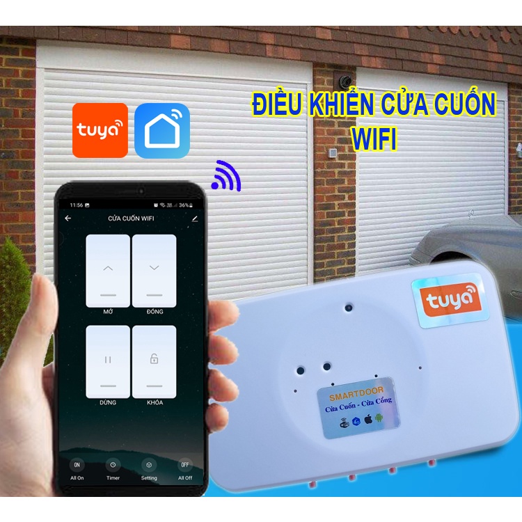 Bộ phát sóng điều khiển cửa cuốn bằng điện thoại Wifi TUYA – Smart LiFe