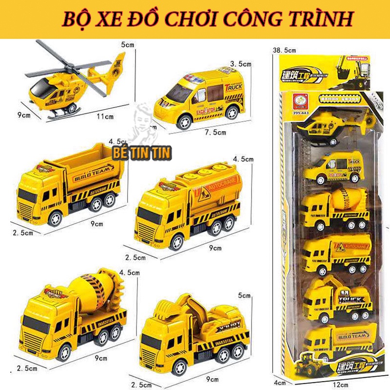 Đồ chơi ô tô mô hình công trình xây dựng Đồ Chơi TinTin cho bé thỏa sức đam mê (Sét 6 xe)