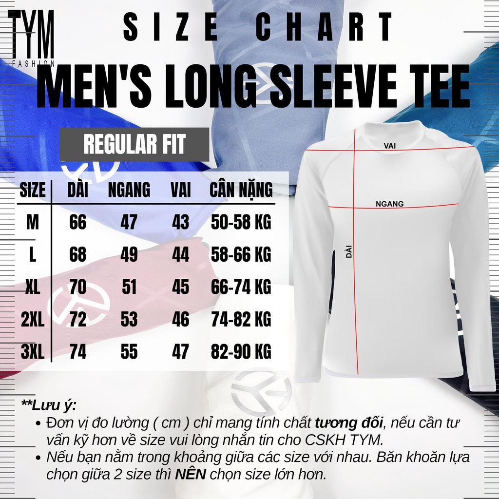 Áo thun tay dài Nam TYM dòng Basic có họa tiết vải Poly 4 chiều mềm mại, co dãn, thoáng mát  AMT004
