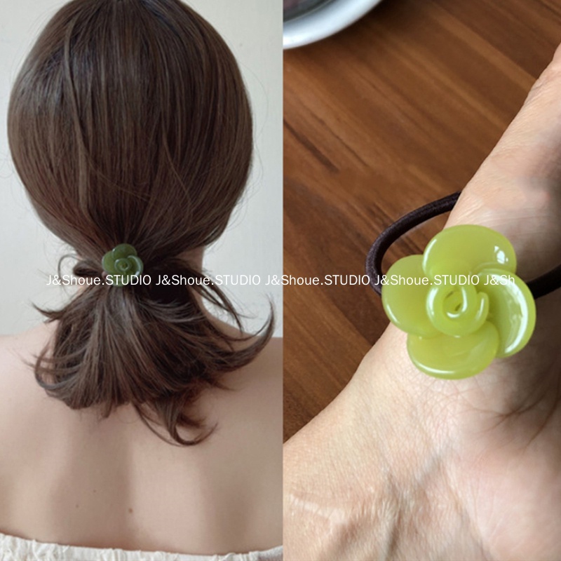 Dây Buộc Tóc Cao Su Hình Hoa Hồng Acecetate Phong Cách Hàn Quốc Đơn Giản KF539