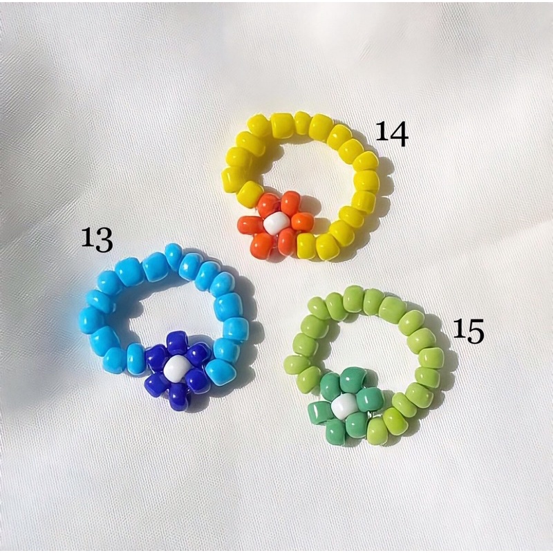 Nhẫn Hạt Cườm Hoa Màu Pastel Baby Dễ Thương