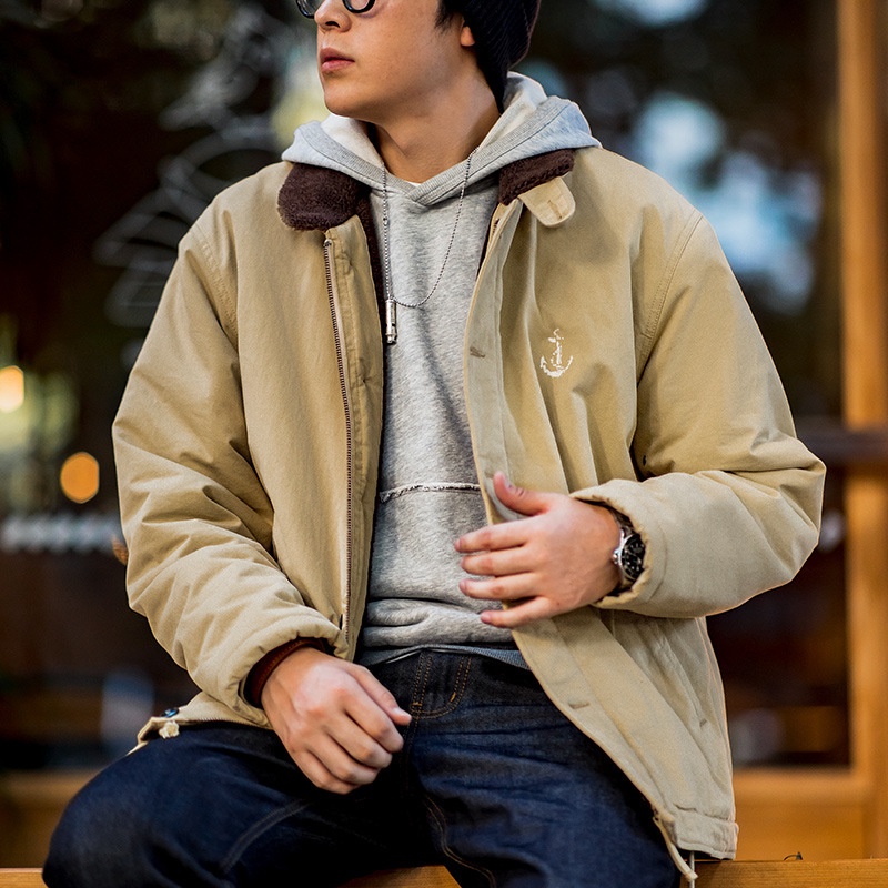 Áo Khoác Cotton Kaki Dày Dặn Màu Xanh Navy Mỹ N1 Thời Trang Thu Đông Cho Nam