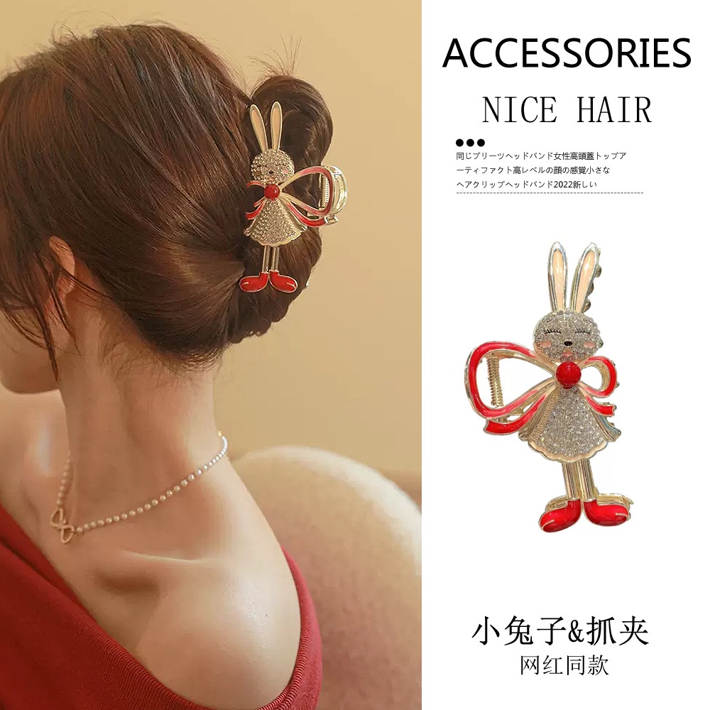 Kẹp Tóc Hình Thỏ Đính Đá Lấp Lánh Dễ Thương Chất Lượng Cao Cho Nữ Giới