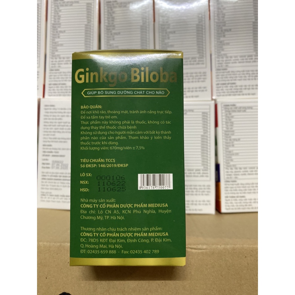 GINKGO BILOBA 240mg Hoạt huyết dưỡng não, bổ sung dưỡng chất cho não tăng cường lưu thông máu-H100v