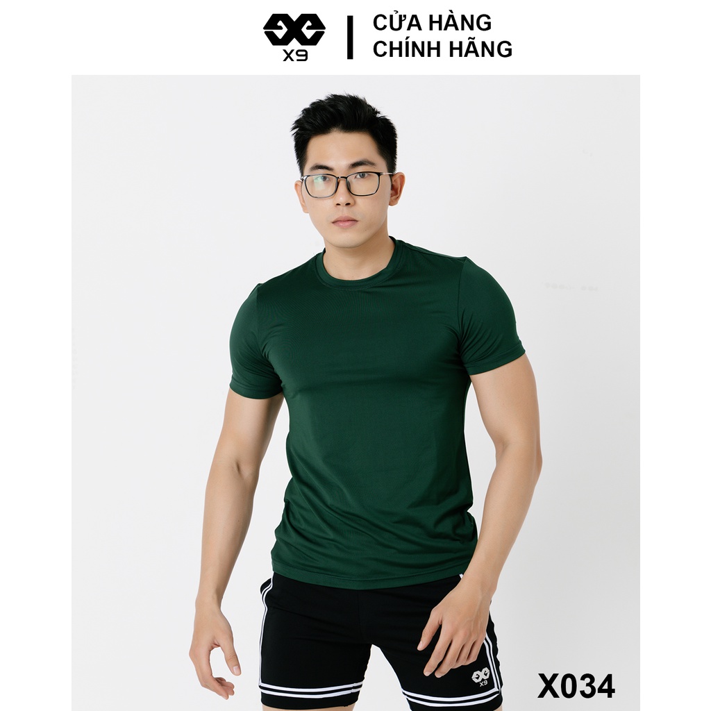 Áo Thun Trơn Nam Cổ Tròn Không Logo Body Tập Gym Thể Thao Chạy Bộ Cotton Thun Lạnh Giữ Nhiệt - X9 Sportswear - X034