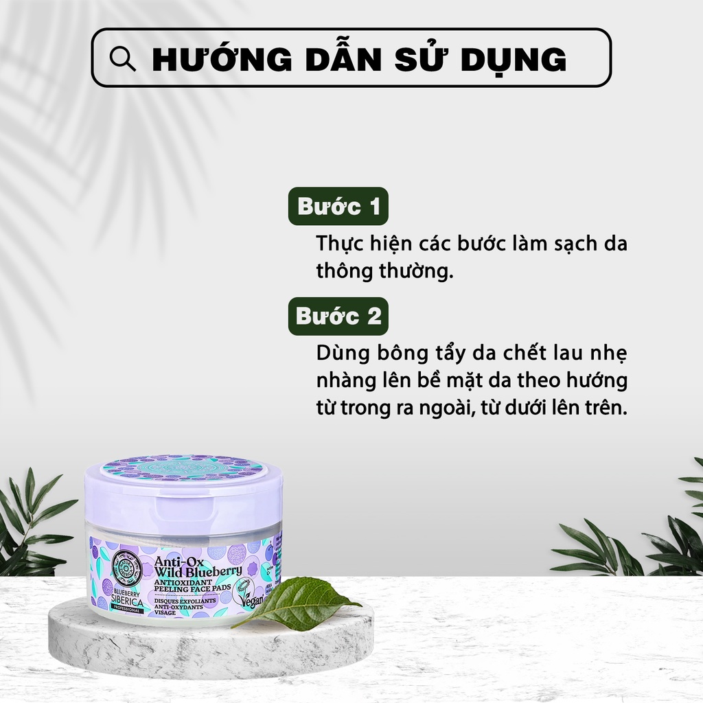 Tẩy tế bào chết cho da mặt NATURA SIBERICA 2in1 kiêm tonner ANTIOXIDANT PEELING FACE PADS 50ml