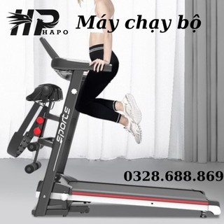 Máy chạy bộ tại nhà a7s kết hợp tạ tay gập bụng đo nhịp tim massage bụng, máy chạy bộ gấp gọn chịu tải 100kg