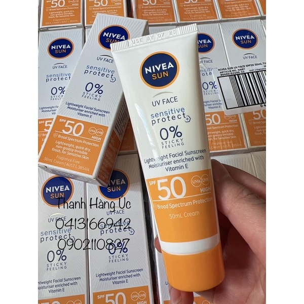 Kem chống nắng bảo vệ da nhạy cảm Nivea Sun SPF 50+ Sensitive Protect Lotion 50ml
