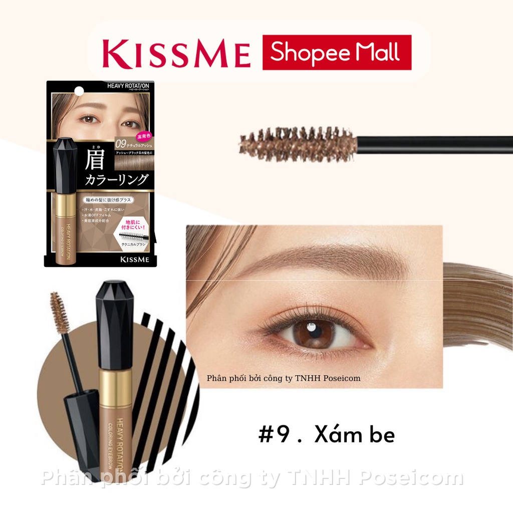 Mascara Lông Mày Kissme Đổi Màu Tạm Thời Kissme Heavy Rotation Chống Trôi Siêu Bền