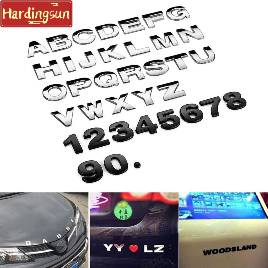 1 Miếng Dán Hình Chữ Cái 3D DIY Bằng Kim Loại Bạc 25mm Trang Trí Xe Hơi