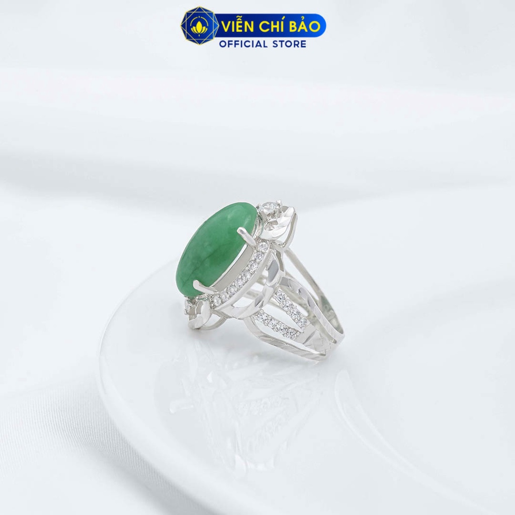 Nhẫn bạc nữ ngọc xanh chất liệu bạc 925 thời trang phụ kiện trang sức Viễn Chí Bảo N400504