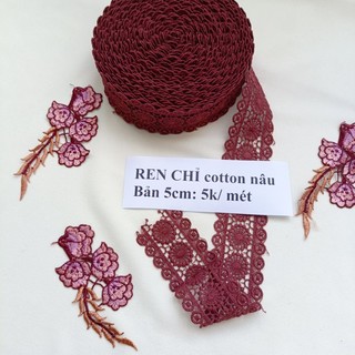 Ren chỉ cotton bản 5 cm màu nâu hồng