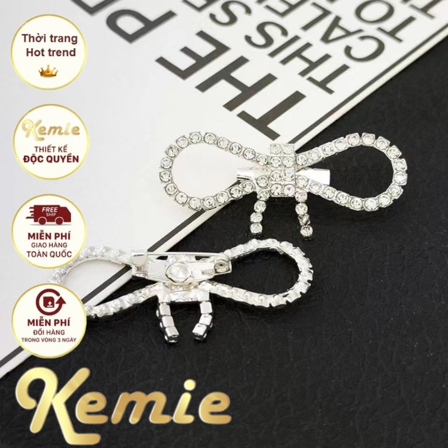 Ghim Cài Áo Hình Nơ Đính Đá Phối Tua Rua Toàn Diện Thời Trang Cho Nữ