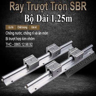 Thanh ray trượt tròn có đế sbr12 16 20 25 dài 1.25m thép carbon cao cấp chống rỉ