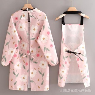 Tạp Dề Nấu Ăn Tay Dài Bằng Vải Cotton Thoáng Khí Chống Bám Dầu Phong Cách Nhật Bản Dễ Thương Dành Cho Nữ