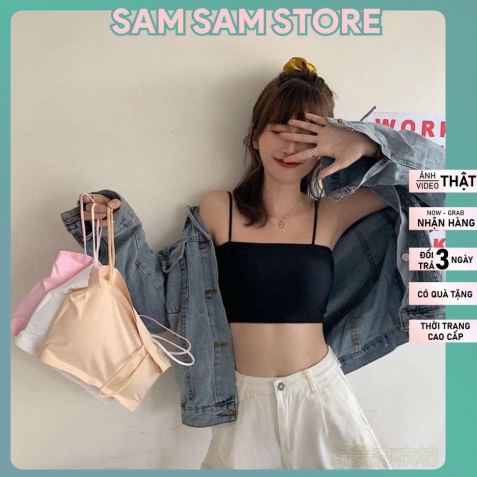 Áo Ống Su Bra Nâng Ngực SAM SAM 2 Dây Free Size Từ 30-48kg Có Mút Tháo Rời