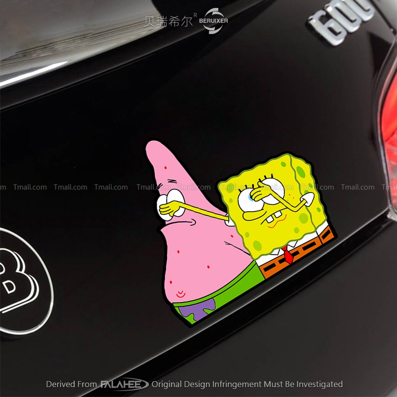 Sticker Phản Quang Dán Trang Trí Xe Hơi Chống Nước In Hình spongebob Dễ Thương