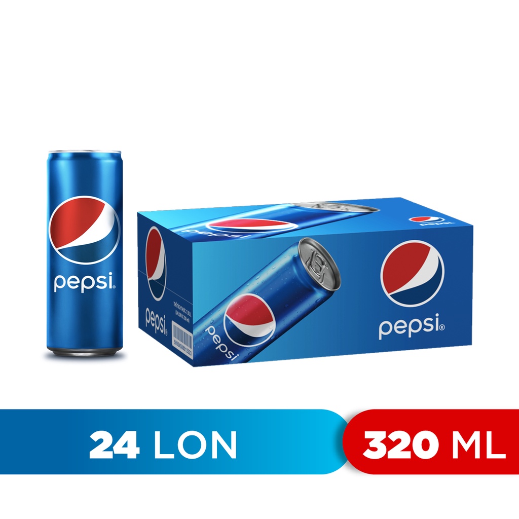 [MUA KÈM DEAL SỐC]Thùng 24 Lon Nước Ngọt Có Gaz Pepsi Lon Xanh (320ml/lon)