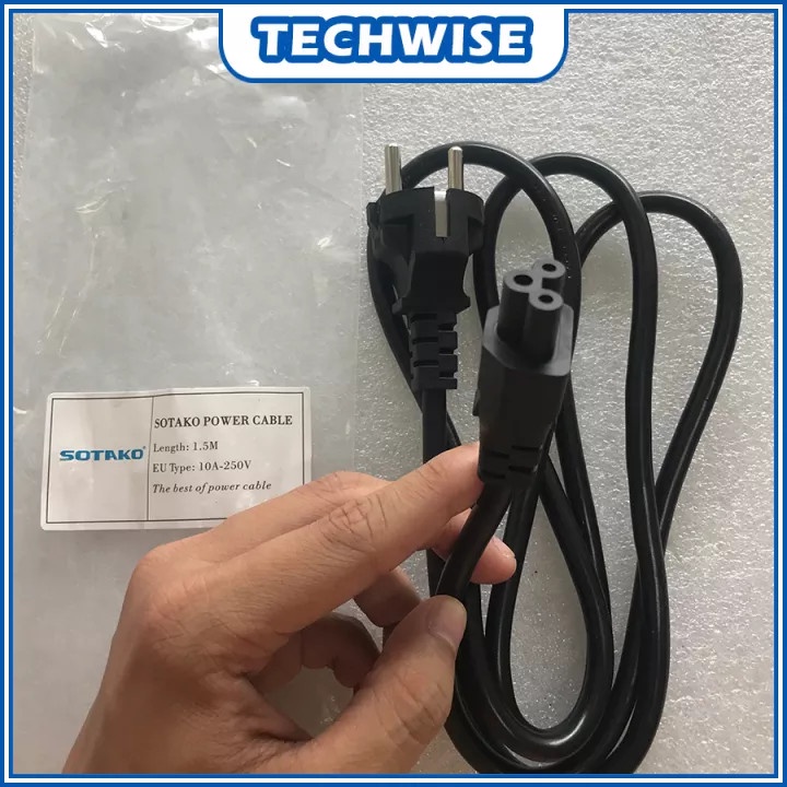 Dây Nguồn Cho sạc Laptop - Loại 2 chân - Cáp Đồng Xịn jack 3 chấu vào củ sạc
