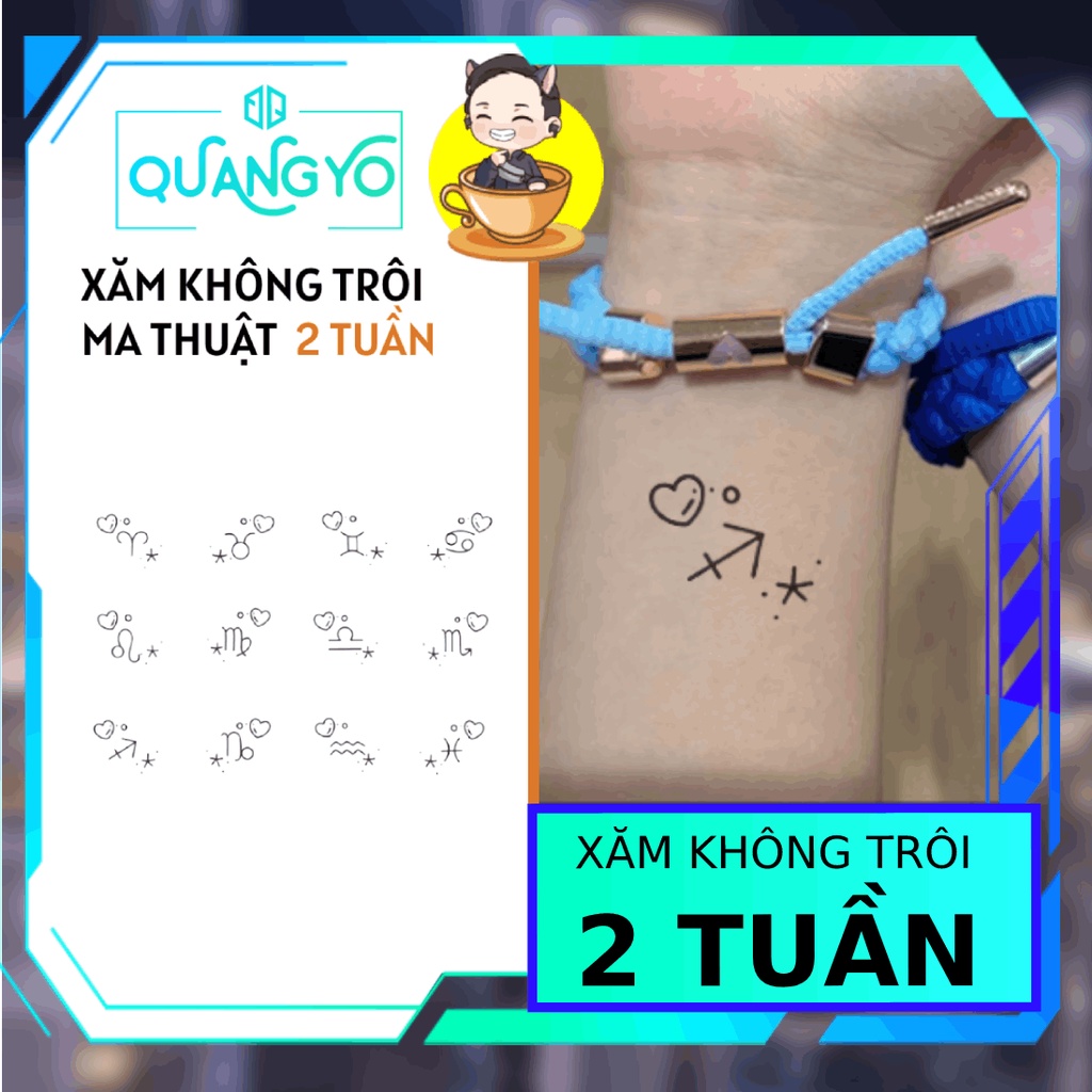 Hình xăm không trôi 12 cung hoàng đạo, dễ thương, hoa lá cành, Xăm giống Inkaholic