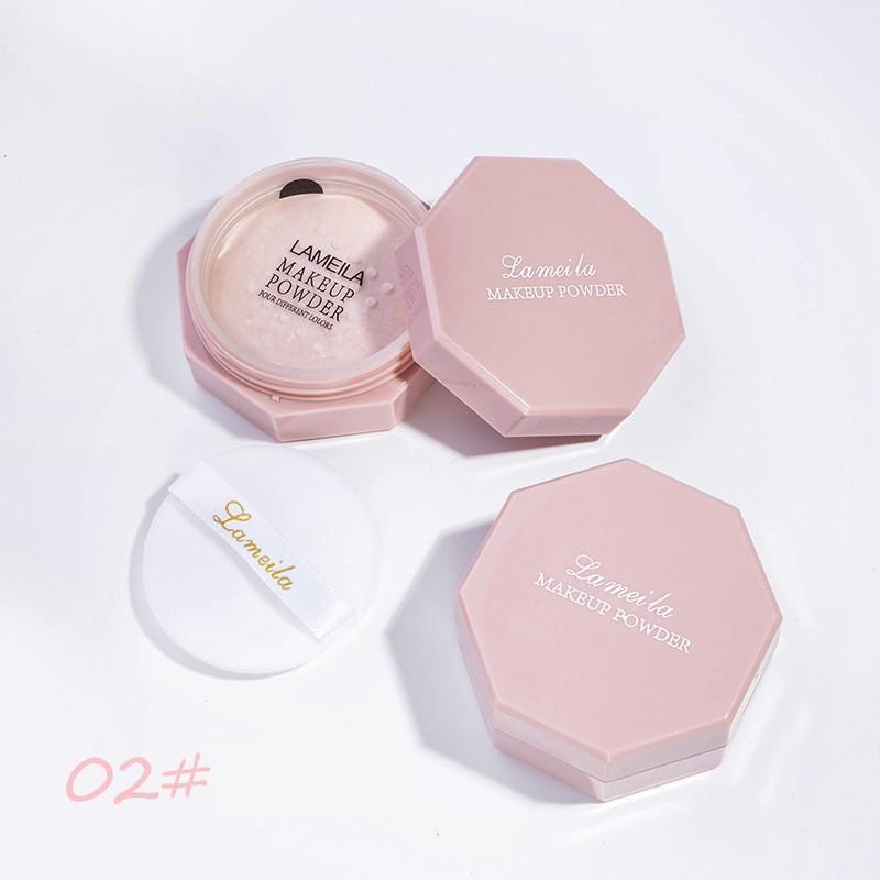 Phấn phủ Lameila dạng bột kiềm dầu Make Up Powder hình lục giác vỏ hồng siêu cưng