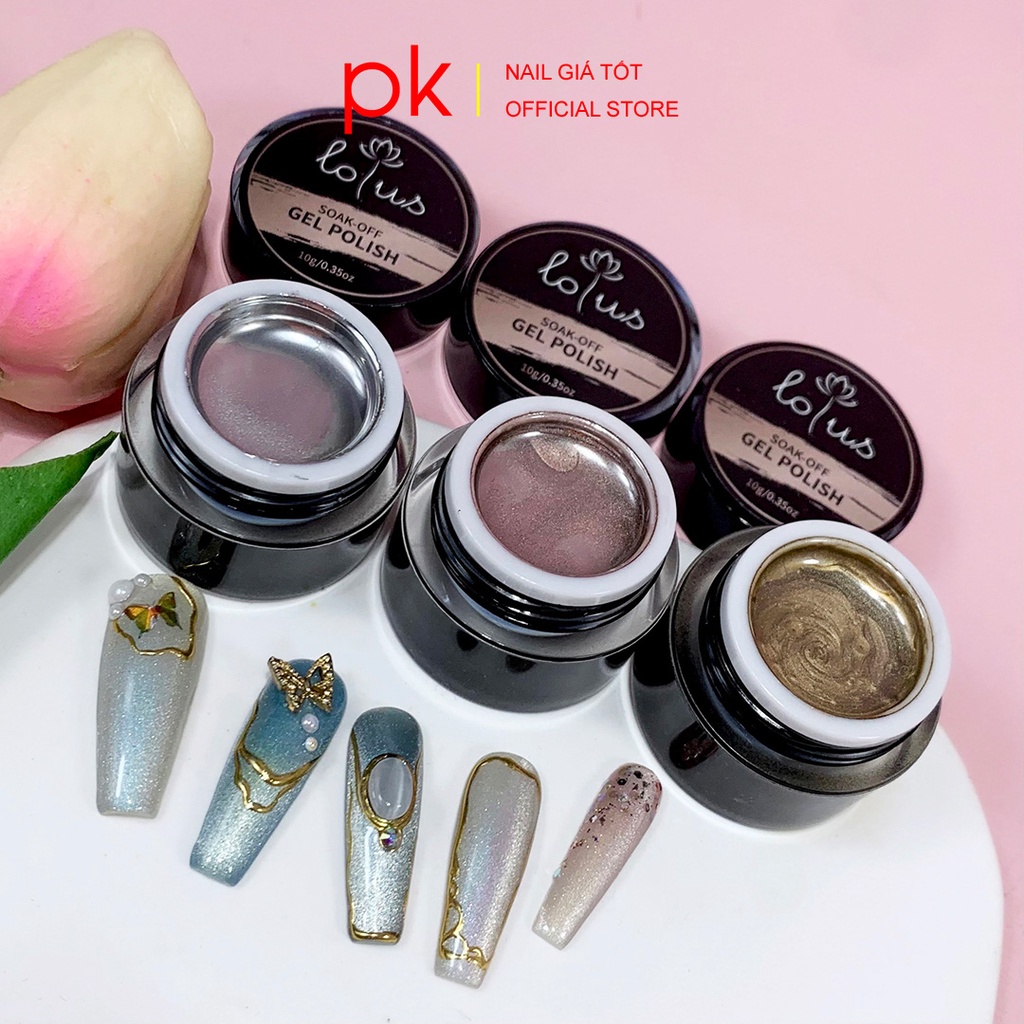 Gel metan trang trí móng Lotus cao cấp hũ to 10g
