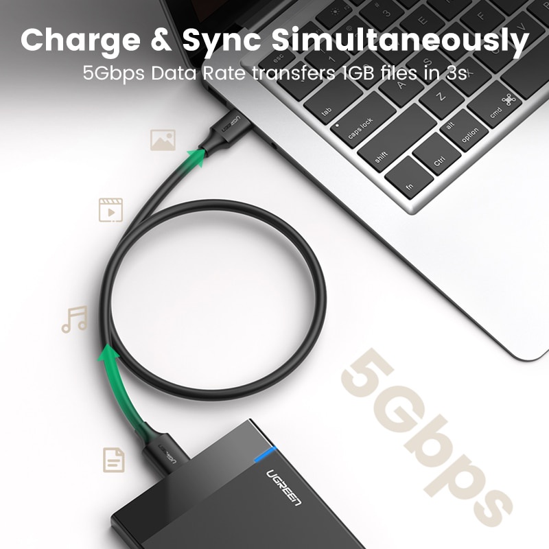 Ugreen Dây Cáp Sạc Nhanh 5Gbps USB 3.0 3A Cho Ổ Cứng SSD Sata