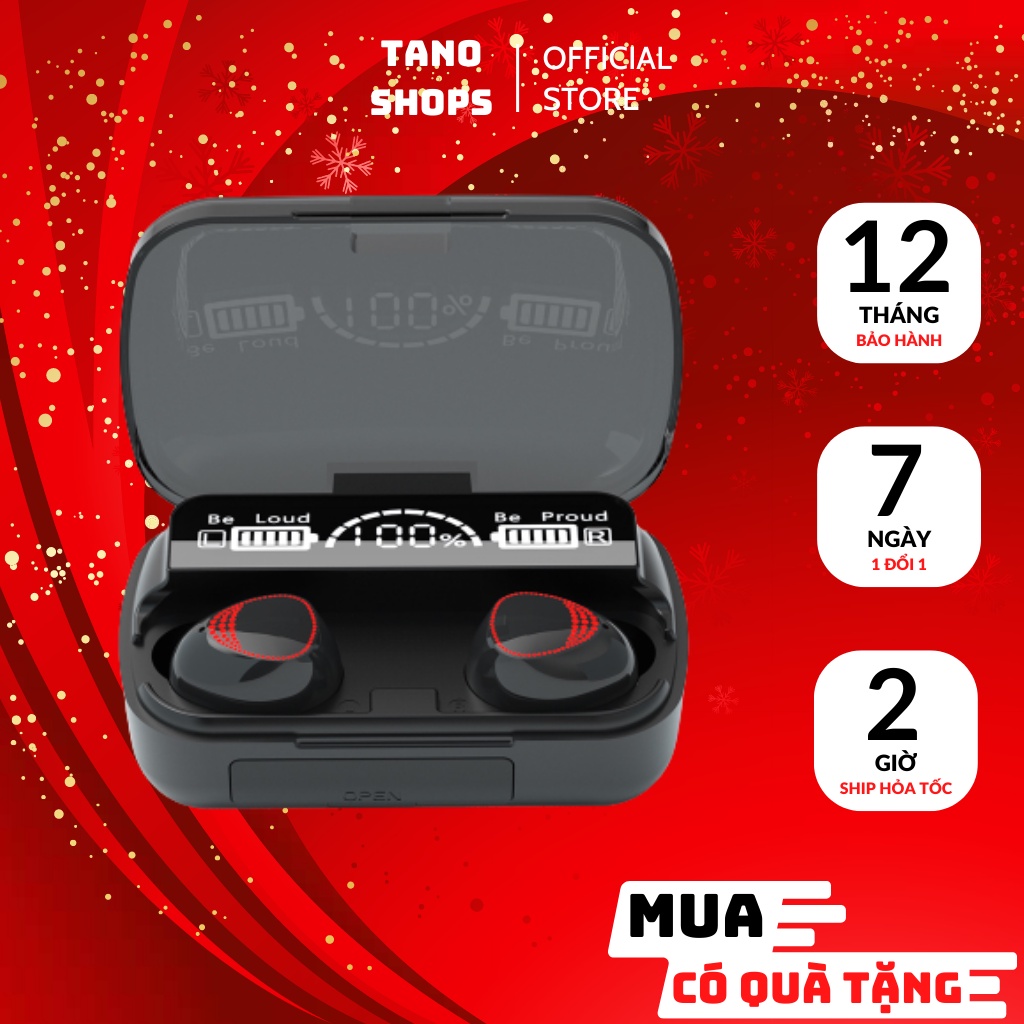 Tai nghe bluetooth M10 TWS nhét tai không dây, Pin Trâu, Kiêm Sạc Dự Phòng, Có Màn Hình Led Hiển Thị Pin