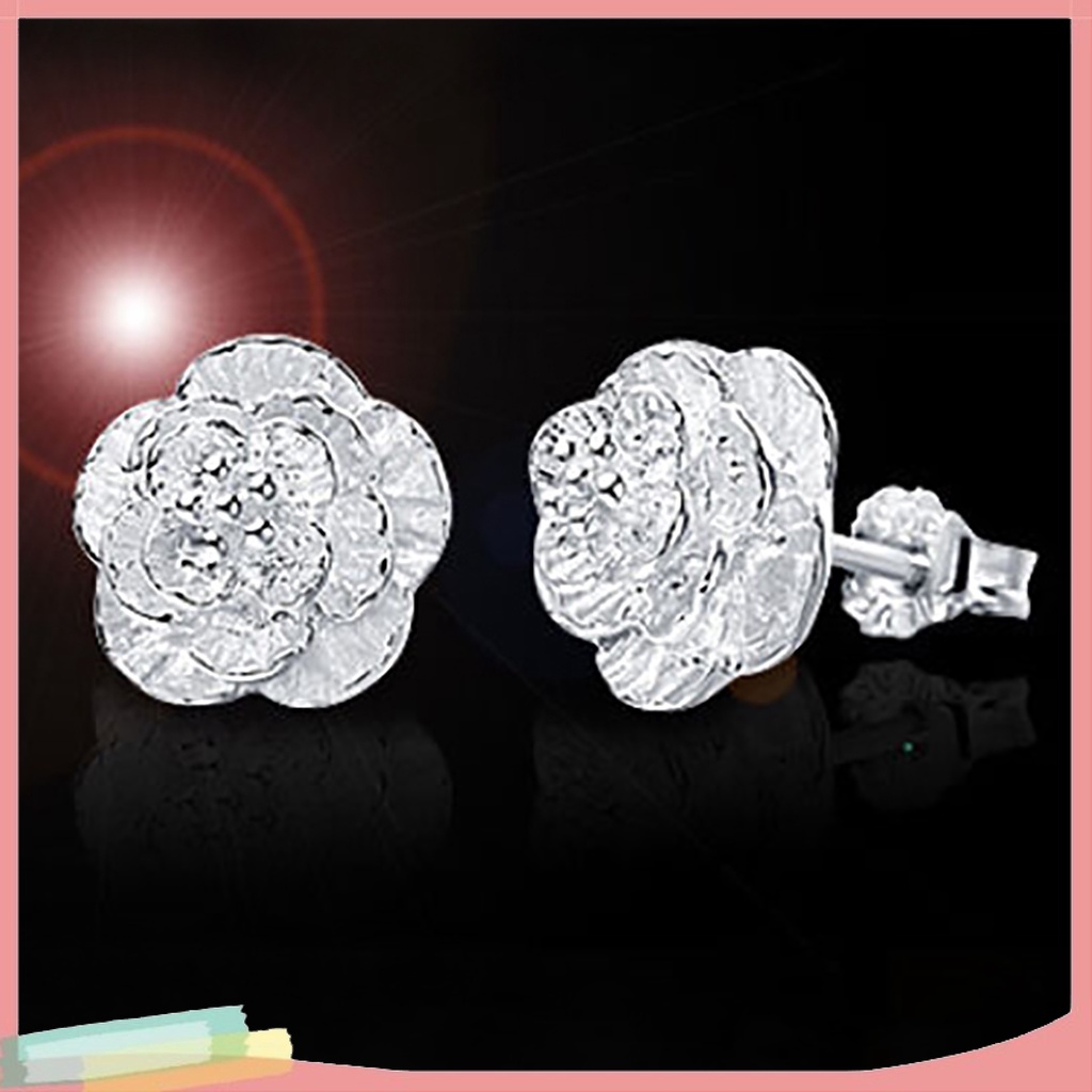 Đôi khuyên tai mạ bạc hình hoa thời trang cho nữ