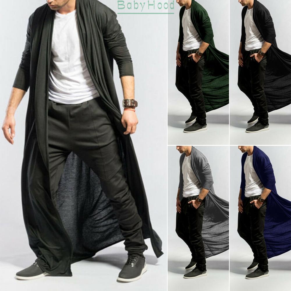 Full Length Mens Baggy Casual Coat Cape Loose Long Cardigan Cloak Tops Outwear#BBHOOD