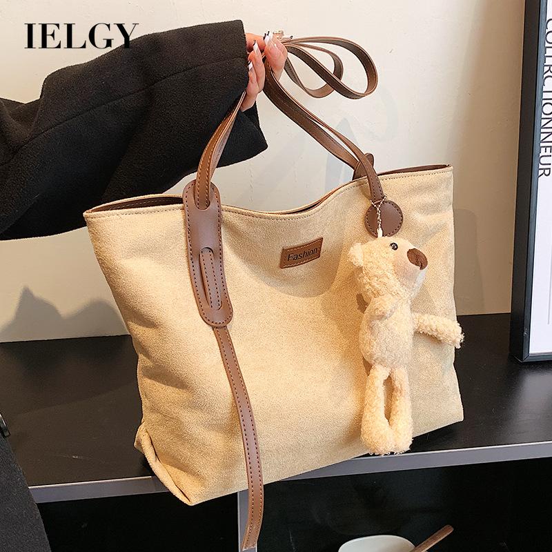 Túi Đeo Vai Da Lộn Cỡ Lớn Họa Tiết Gấu Thời Trang Cho Nữ