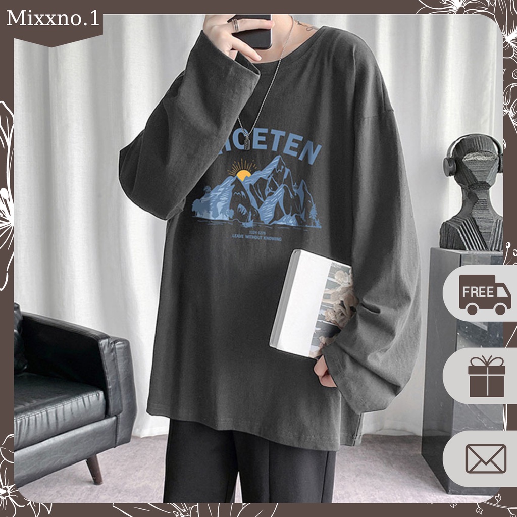 Áo Thun Nam Dài Tay Cổ Tròn Form Rộng In Họa Tiết Hoạt Hình Niceten Thời Trang Mixxno.1 TOP NAM 239