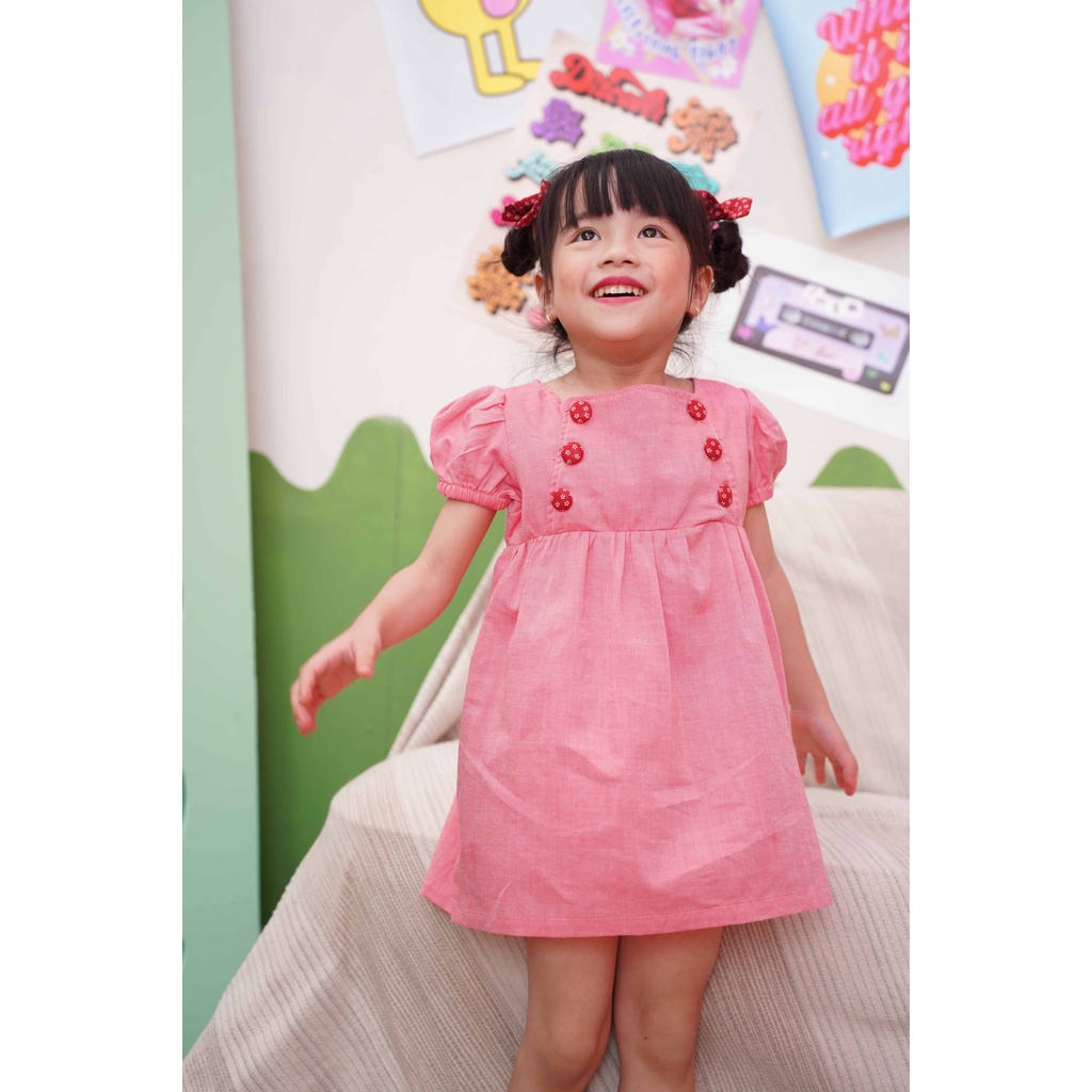 Váy Đầm Bé Gái BabyDoll Cổ Vuông 6 Nút -M192, M193, M194, M195