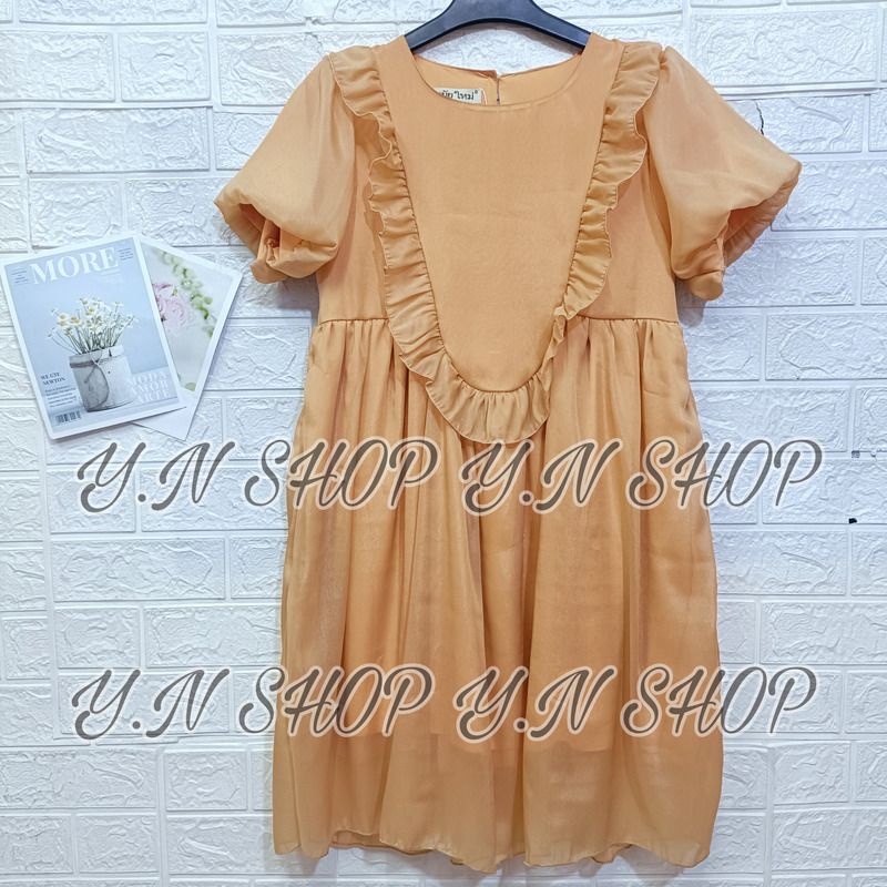 Đầm Babydoll Phối Bèo Chất Voan Tơ Nhẹ Nhàng Xinh Xắn