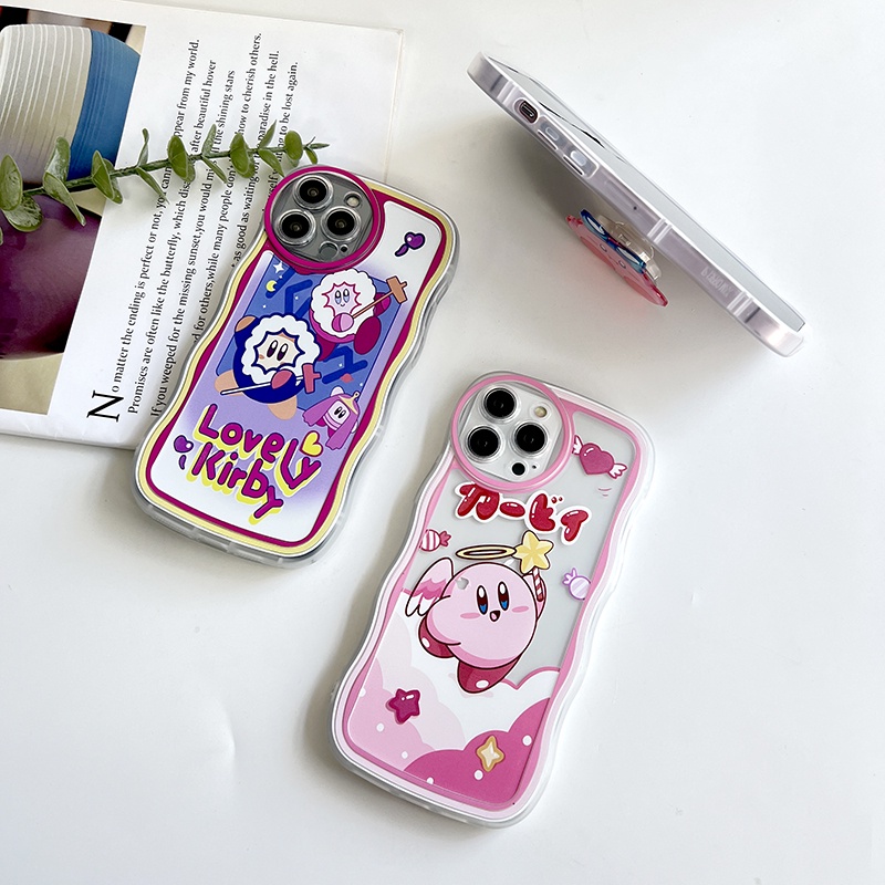 Ốp điện thoại hình Kirby Wave có nút đỡ cho Samsung Galaxy S20 S10 FE Plus Ultra 5G