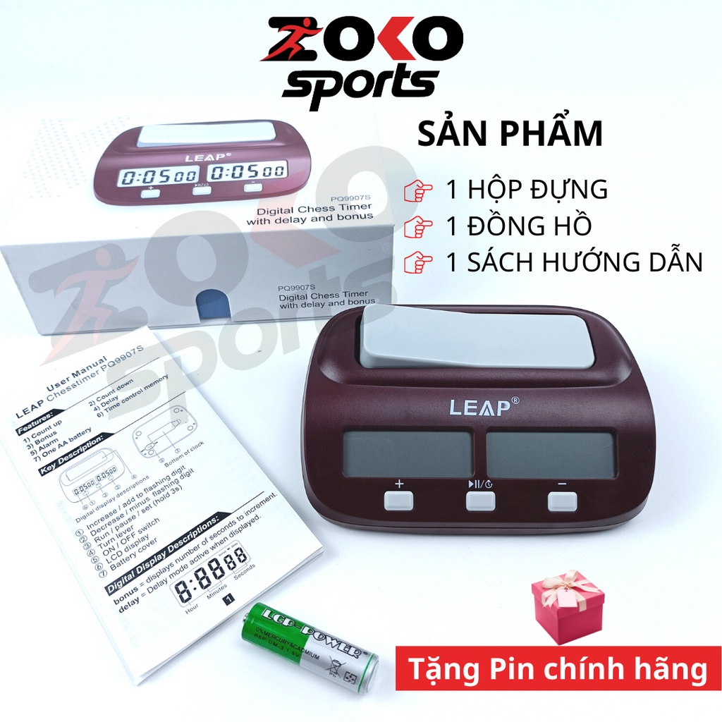 Đồng hồ chơi cờ tướng , cờ vua chính hãng LEAP PQ9907s , bấm giờ đếm ngược thời gian thi đấu - ZOKO SPORT