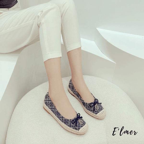 Giày Bệt Nữ Cói Tory Nơ Khóa Charm Elmer