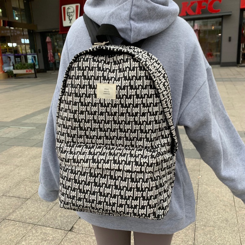 Balo Đi Học In Chữ LOGO Kanye Phong Cách Đường Phố Cá Tính
