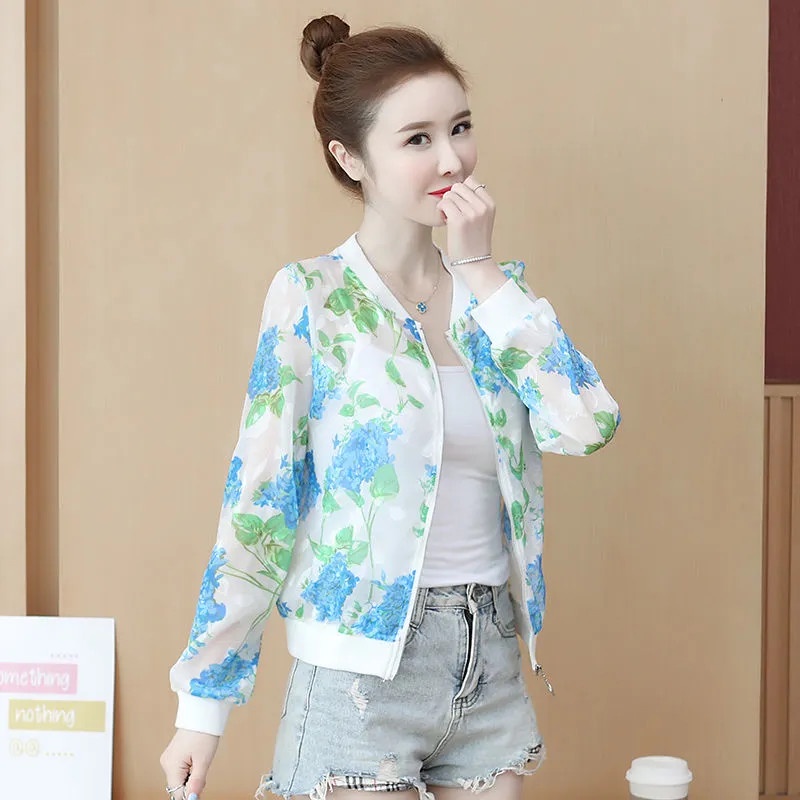 Áo Khoác Khóa Kéo In Hoa Thời Trang Dành Cho Nữ