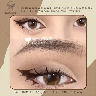 Lens brown kính áp tròng nâu vân vàng xước
