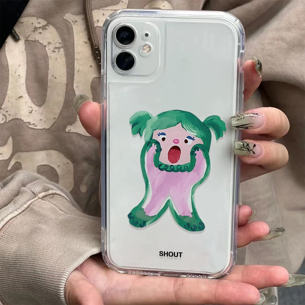 Ốp Điện Thoại Trong Suốt In Hình Cô Gái Vui Nhộn Thời Trang Cho iphone 14 pro Max 11 13 12 7Plus X XS Max
