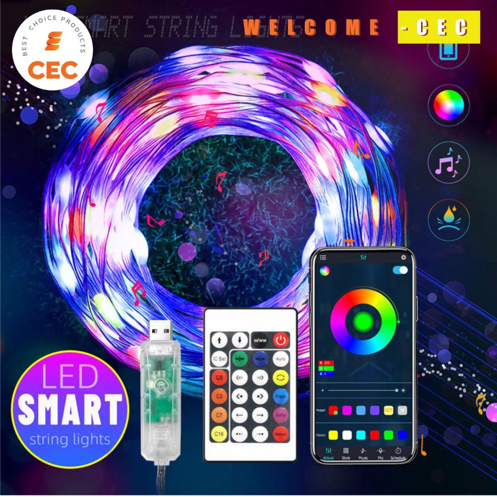 Dây led 5m 10m nháy đuổi, nháy theo nhạc RGB Kết nối Bluetooth điện thoại và Remote điều khiển trang trí cực đẹp