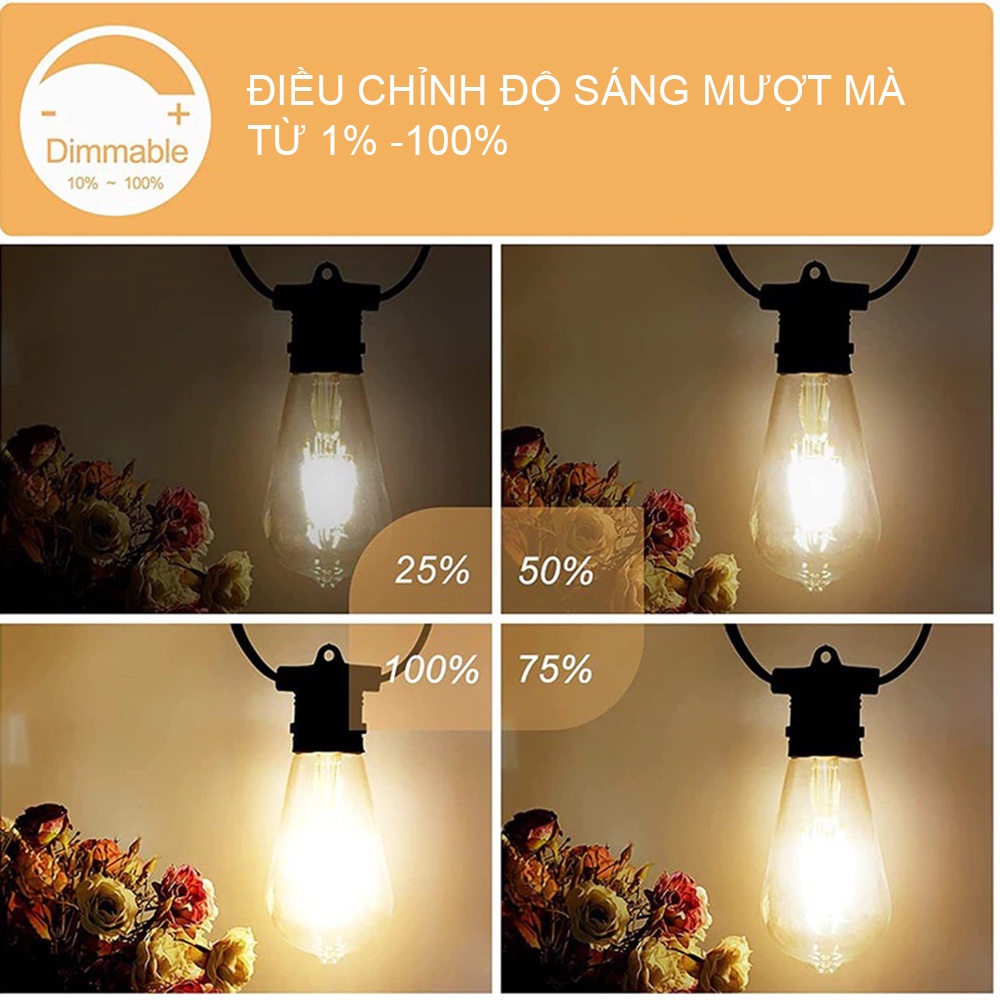 Bóng đèn led dây tóc thông minh HUEPRESS Bluetooth Mesh Filament Bulb ST64 đui E27 4W 2700K-6500K Edison vintage